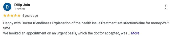 Actual Google review screenshot from Kajal Shah