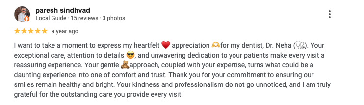 Actual Google review screenshot from Neelam Rajpal